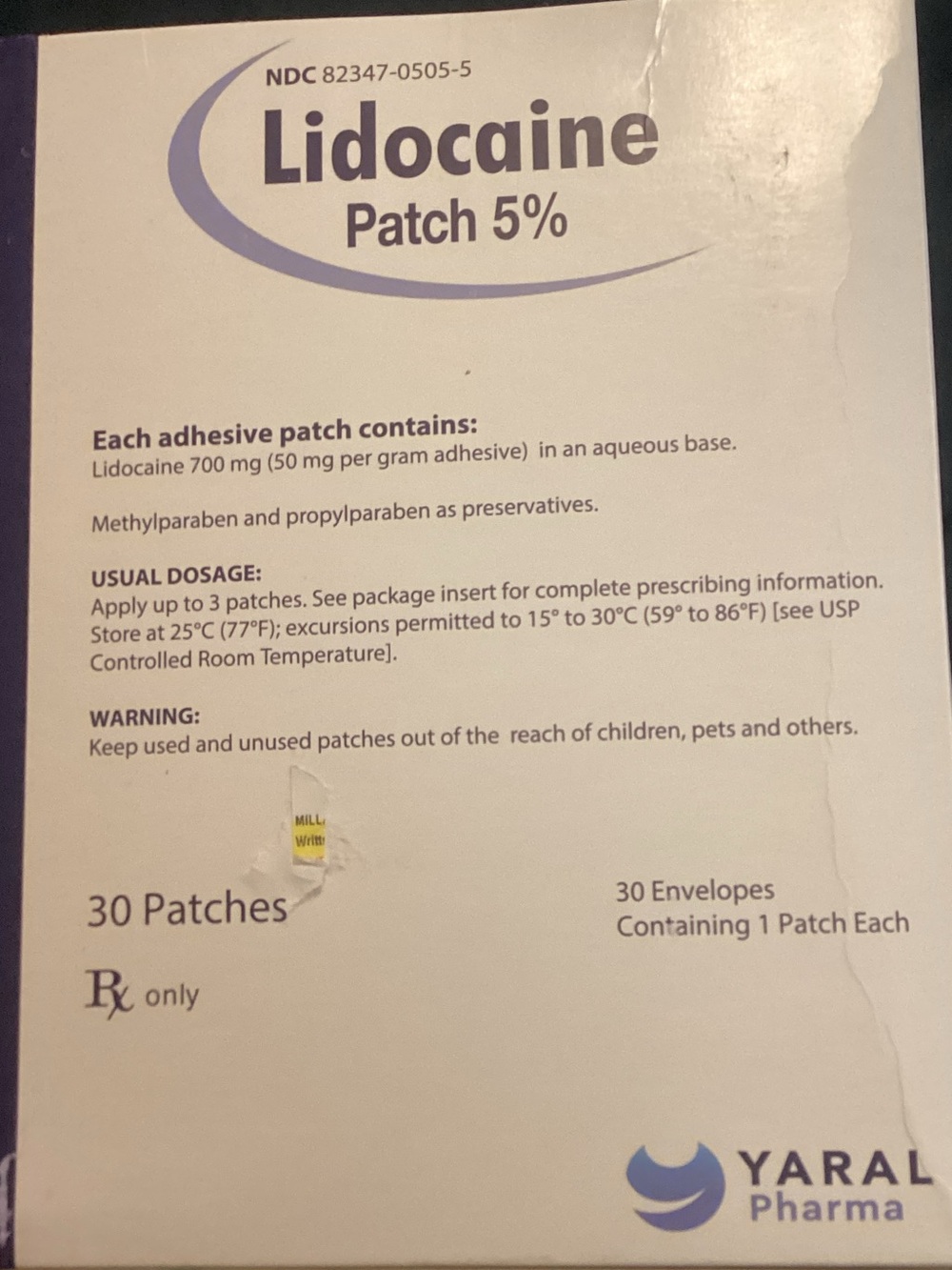 Lidocaine Patch 5% - White - 30 Patches